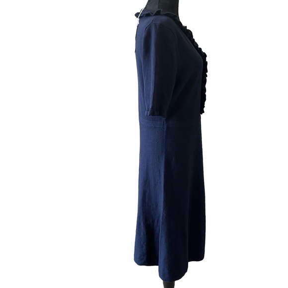 Boden Ruffle Frill Detail Short Sleeve Navy Knit Dress Size 8R - Picture 3 of 13